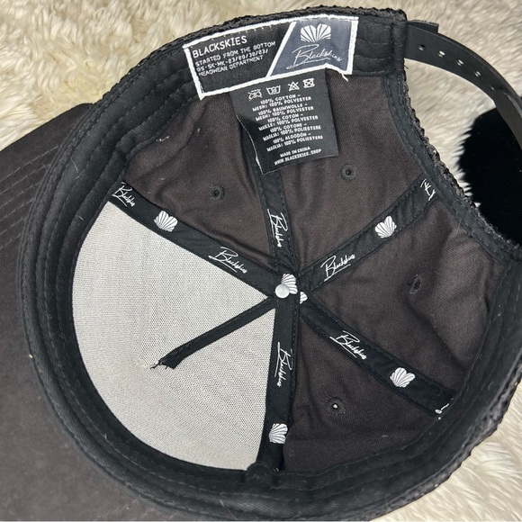 Blackskies Snapback hat adjustable black with logo netting style premium hat - Picture 7 of 7